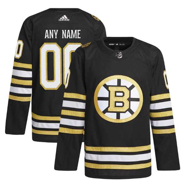 Mens Boston Bruins Custom Black 100th Anniversary Stitched Jersey